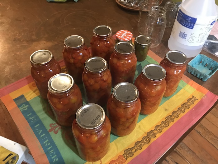 Jars of stewed tomatoes.