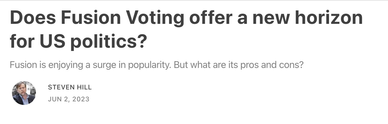 Fusion Voting headline on Substack.