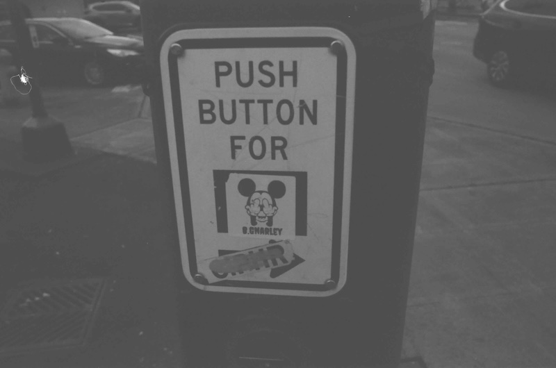 Cross walk with sticker.