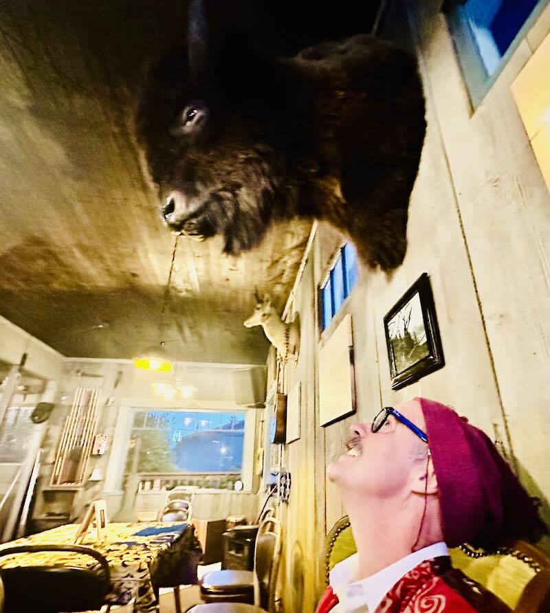 Krist with mounted bison head.