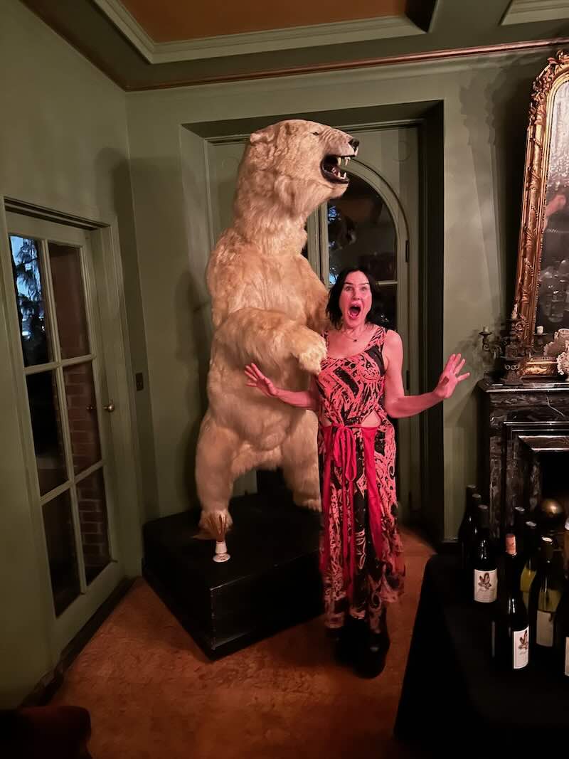 Darka in front of taxidery polar bear.