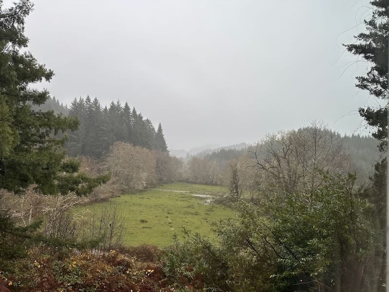Valley view in storm.
